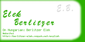 elek berlitzer business card